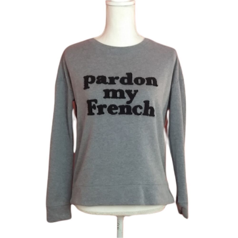 Old Navy "Pardon My French"  gray and black sweatshirt